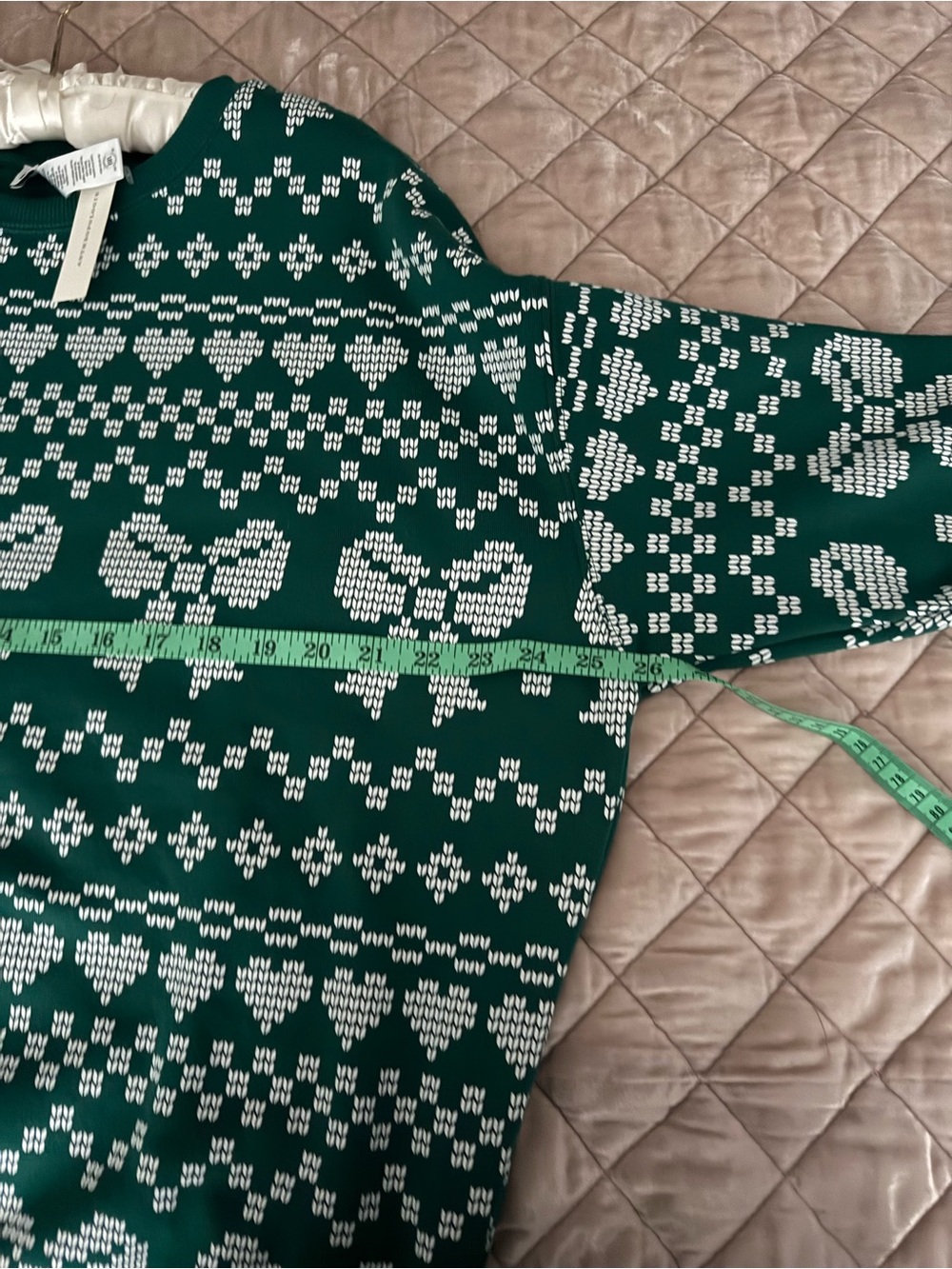 Beach Riot Devin Alpine Crewneck Sweater, Green Pattern - Picture 7 of 7